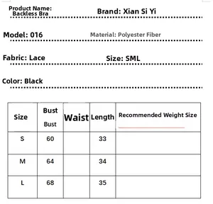 Guide des tailles pour brassière en dentelle avec mesures pour S, M et L