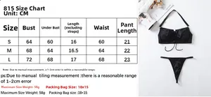 Detailed size chart in CM for the black halter bikini set with cross bandage design