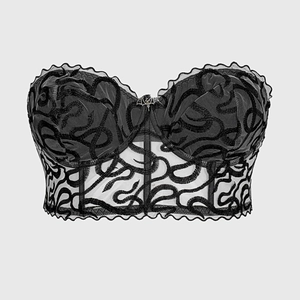 Women Gothic Black Mesh Corset Top Serpent Embroidery Bustier With Silver Bat Buckle Plus Size Halloween Gothic Top