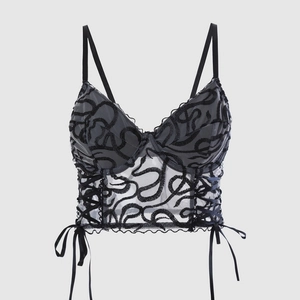 Haut Camisole Femme Grande Taille Motif Serpent Brodée Gothique Laçage Slim Fit Bustier en Maille Streetwear Décontracté