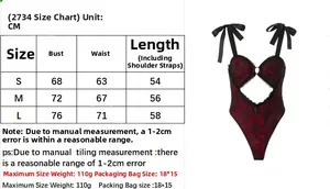 Detailed size chart for gothic spider web bodysuit with lace and hollow out design