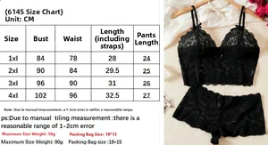 Tableau des tailles détaillé pour ensemble lingerie grande taille en dentelle noire