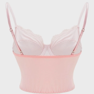 Rosa Camisole Top mit Spitzenbesatz, verstellbaren Trägern und formgebender Taille