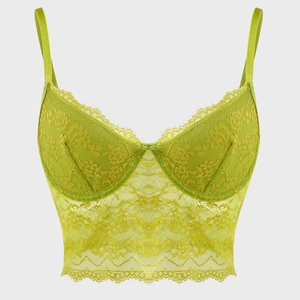 Women Sexy Lace Bustier Crop Top V Neck Floral Camisole Wired Cups Sleeveless Adjustable Straps Bralette Clubwear Top