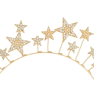 Serre-tête étoile doré avec strass et perles pour fêtes et anniversaires