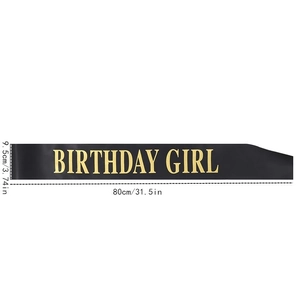 Black birthday girl sash with gold lettering for women birthday party celebrations