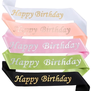 Satin Happy Birthday Sash Ribbon Foil Gold Silver Letters Birthday Decorations Birthday Queen Party Supplies For Women Men