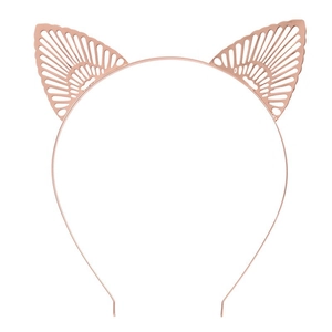 Diadema de orejas de gato en metal oro rosa con elegante diseño de filigrana hueca