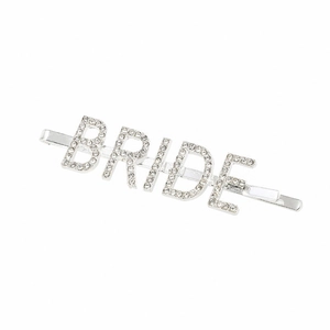Silver rhinestone BRIDE hair clip with glittering crystals for wedding bridal hair styling