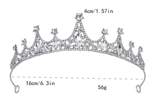 Silver crystal crown dimensions 16cm wide and 4cm high with brilliant rhinestones