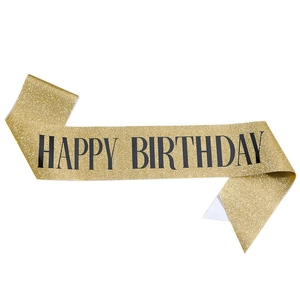 Fascia Happy Birthday in oro glitterato per decorazioni festa di compleanno