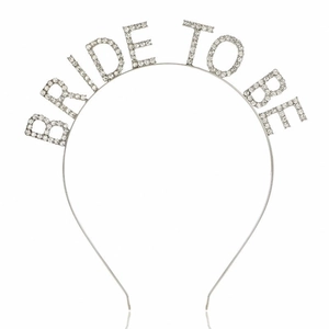 Silver Bride To Be headband with sparkling rhinestones for bridal parties