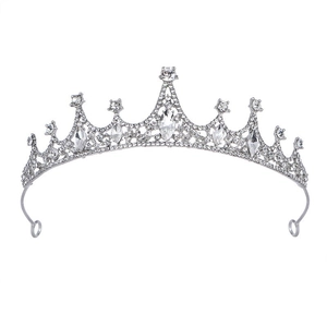 Baroque Style Alloy Rhinestone Crystal Crown Tiara For Girls Women Birthday Party Wedding Hair Accessories Headpiece