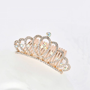 Peigne à cheveux diadème doré avec strass en cristal pour mariages et demoiselles d'honneur