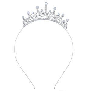 Serre-tête Couronne en Alliage de Strass pour Enfants Diadème Scintillant pour Filles Anniversaire Fête Mariage Performance Accessoires de Cheveux Argent