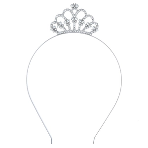 Serre-tête couronne élégant en cristal argenté avec motifs de fleurs et papillons pour filles