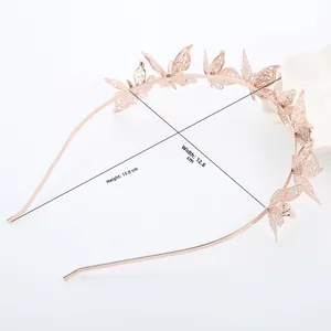 Rose gold butterfly headband dimensions 15.8cm height and 12.8cm width view