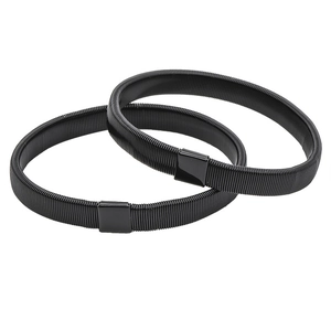 Lot de deux fixe-manches élastiques noirs en métal avec boucles polies pour hommes