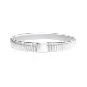 Bracelet de bras à ressort en métal argenté poli avec finition miroir pour hommes
