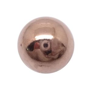 Macro shot of a 16mm polished rose gold chime ball pendant with reflective mirror finish