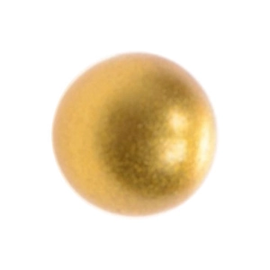 Macro detail of a 16mm golden bola chime ball with a matte finish for maternity necklace