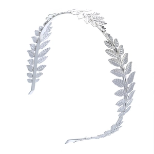 Elegant silver leaf headband crown with Greek goddess laurel design for bridal hair accessory
