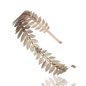 Baroque Gold Silver Rose Gold Leaf Metal Headband Vintage Laurel Wreath Crown For Wedding Bridal Hair Accessories Women