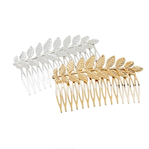 Baroque Style Leaf Shape Metal Hair Comb For Women Wedding Birthday Party Elegant Gold Silver Rose Gold Hair Accessories