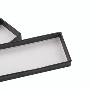 Rectangular black leather texture gift box with a clean white matte interior lining