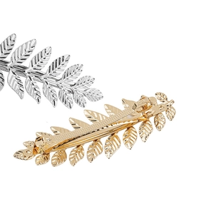 Baroque Vintage Metal Leaf Hair Clip Gold Silver Simple Spring Hairpin Elegant Wedding Party Accessory For Women Jewelry