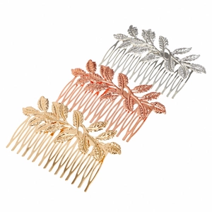 Elegant Alloy Leaf Bridal Hair Comb Metallic Branch Side Comb Wedding Party Hair Accessories Gold Silver Rose Gold Jewelry