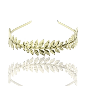 Golden Greek goddess leaf headband bridal tiara crown accessory for weddings and parties