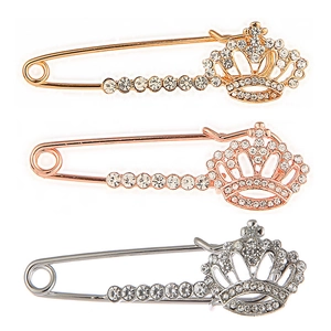 Ensemble de broches couronne en cristal or, or rose et argent avec strass scintillants