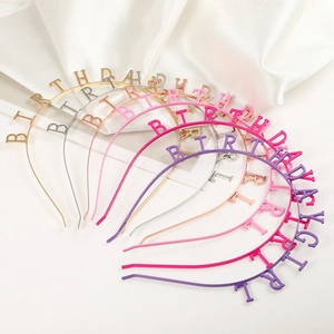 Détails de serre-têtes métalliques colorés Birthday Girl en or, argent et rose