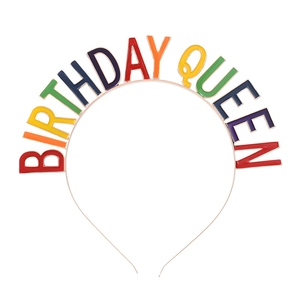 Rainbow Birthday Queen headband in rose gold metal for birthday party accessories