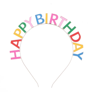 Serre-tête en Métal Happy Birthday Couronne de Cheveux en Alliage d'Émail Coloré Accessoires de Coiffure pour Fête d'Anniversaire Femme Fille