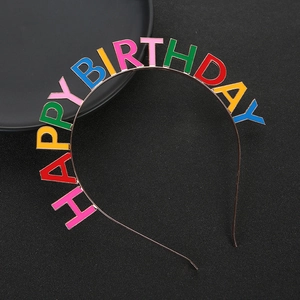 Serre-tête Happy Birthday coloré en métal pour les célébrations de fêtes d'anniversaire