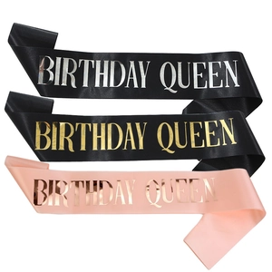 Birthday Queen Sash Satin Ribbon Metallic Gold Birthday Girl Sash For Birthday Party Celebration Decoration For Women
