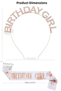 Detaillierte Größentabelle für Geburtstag-Haarreif mit Strass und Satin-Schärpe