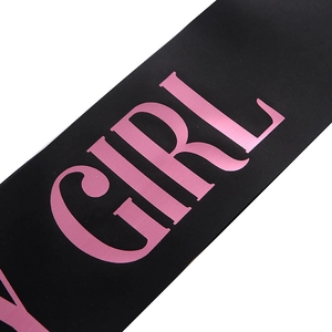 Elegant black birthday girl sash with metallic pink foil lettering for party celebrations