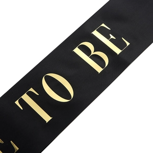 Elegant black satin sash with gold foil Bride to be lettering for wedding parties
