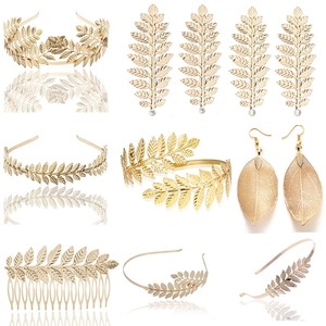 Vintage Metal Leaf Headband Gold Rose Gold Greek Style Bridal Laurel Crown Headpiece For Wedding Party Hair Accessories