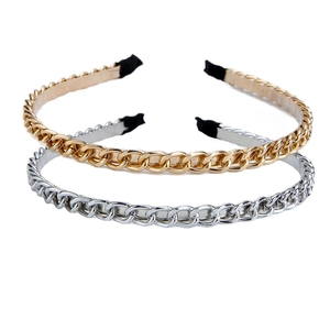 Western Fashion Metal Chain Headband Narrow Hair Hoop For Women Electroplated Punk Minimalist Hair Accessories Gift