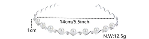 Dimensions détaillées du serre-tête en métal argenté avec perles et strass pour mariée