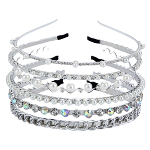 Serre-tête Élégant en Métal Argenté avec Künstliche Perles et Strass Bijoux de Tête Mariée Accessoires Cheveux Mariage Bandeau Mince Femme
