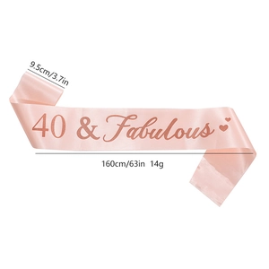 Pink 40 & Fabulous birthday sash made of premium satin for women's party decoration