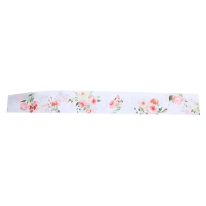 White bridal sash with pink rose print for bride to be decoration accessories