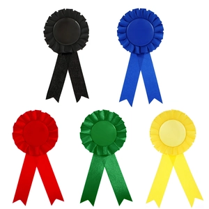 Blank Tinplate Rosette Ribbon Award Badge Satin Pleated Honor Brooch Pin For Birthday Wedding Party Celebration DIY Decoration