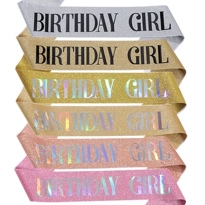 Glitter birthday girl sashes in silver and gold for party celebration decorations