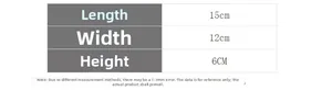 Size chart showing crown dimensions 15cm length 12cm width and 6cm height in detail